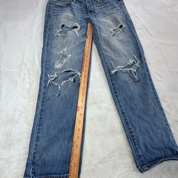 American Eagle Boy Crop Jeans Womens 6 Button Fly Distressed Grunge 32x26 - Picture 3 of 14